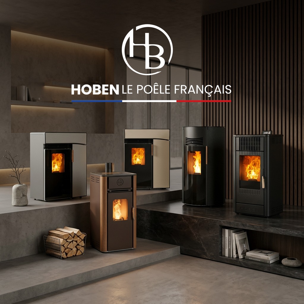 Gamme de poêles à granulés HOBEN aux finitions modernes et aux flammes visibles